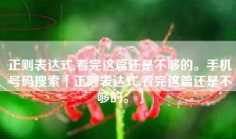 正则表达式,看完这篇还是不够的。手机号码搜索「正则表达式,看完这篇还是不够的。」