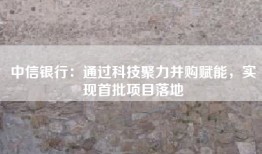 中信银行：通过科技聚力并购赋能，实现首批项目落地