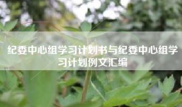 纪委中心组学习计划书与纪委中心组学习计划例文汇编